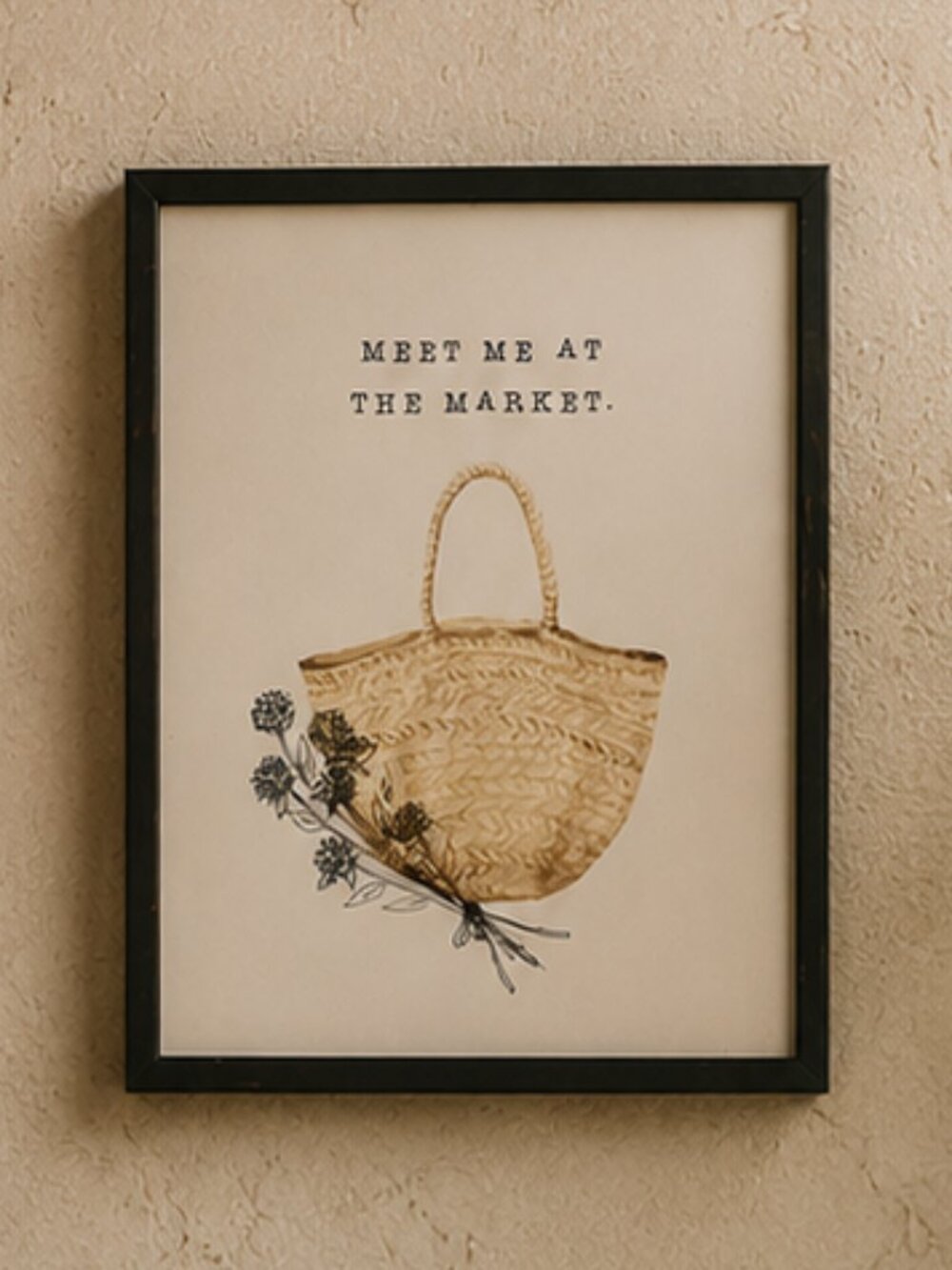 "Meet Me at the Market" Watercolor Illustration Framed Wall Art Print